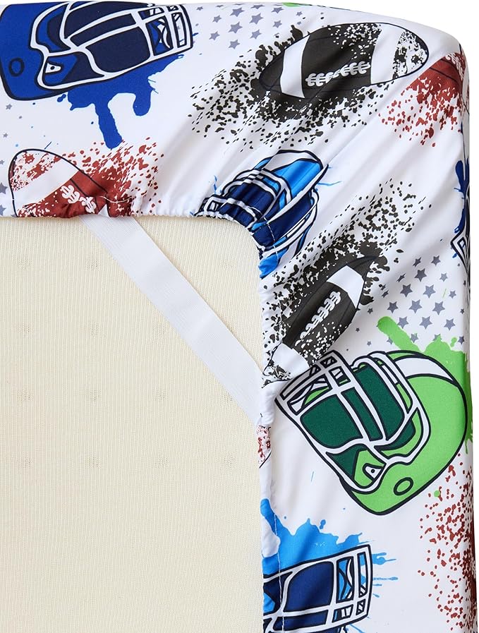 Kids Bedding Set Bed in a Bag for Boys and Girls Toddlers Printed Sheet Set and Comforter, Full, Football
