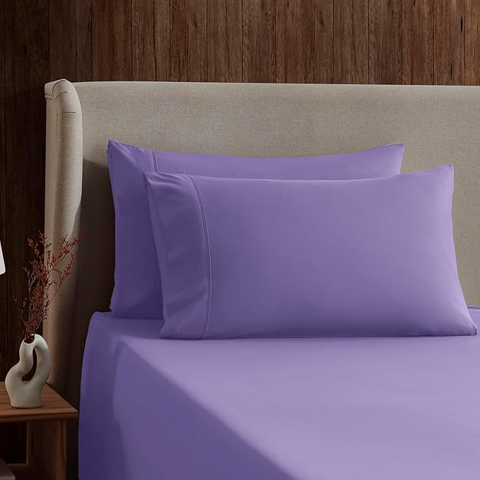 Nestl Full XL Sheet Set - Luxury 1800 Ultra-Soft Microfiber Full Extra Long Bed Sheets - Double Brushed - Deep Pockets - Easy Fit - 4 Piece Set - Bedding Sheets & Pillowcases (Full XL, Lavender)