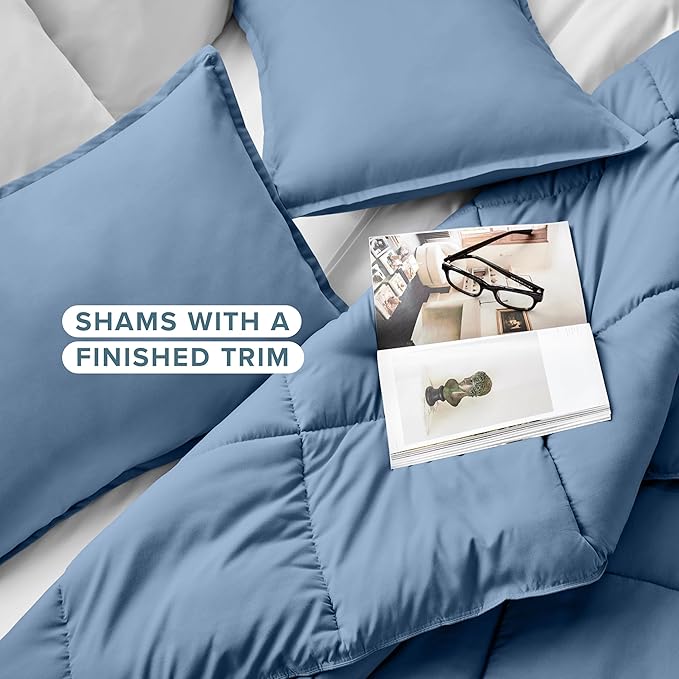 Bare Home Comforter Set - King/California King Size - Ultra-Soft - Goose Down Alternative - Premium 1800 Series - All Season Warmth (King/Cal King, Coronet Blue)