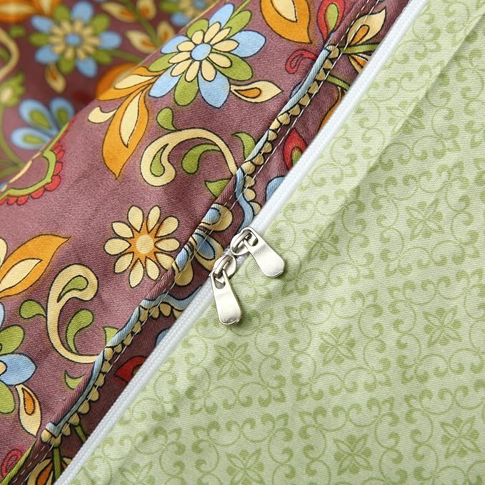 ABREEZE Bohemian Duvet Cover Set Colorful Boho Retro Bedding Set Damask Paisley Cotton Duvet Cover Tribal Reversible Bedding Exotic Style Comforter Cover 3-Piece King