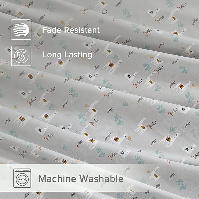 Comfort Spaces 100% Cotton Sheet Set Breathable, Lightweight, Soft with 12" Elastic Pocket Fits up to 14" Mattress, All Season Cozy Bedding, Matching Pillow Case, Twin Lama Multi 3 Piece