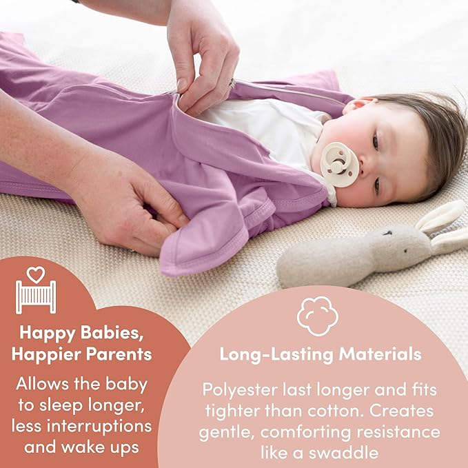 SleepingBaby Zipadee-Zip Transition Swaddle (Classic Lavender, X-Small for 3-6 Months) and Snuggle Strap (Grey, One Size) - Wearable Baby Blanket and Accessory - Polyester, Spandex