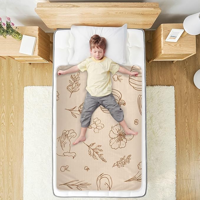 Waterproof Bed Pad Reusable Changing Pad Toddler Mattress Protector Large Pee Pad Baby Diaper Pad Soft Washable Liner Brown Thanksgiving Pumpkin Food