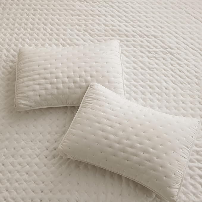 ROARINGWILD Beige Twin Size Quilt Bedding Set with 1 Pillow Sham, Lightweight Soft Microfiber Bedspread Coverlet, Thin Comforter Bed Cover for All Season, 2 Pieces, 68x90 inches