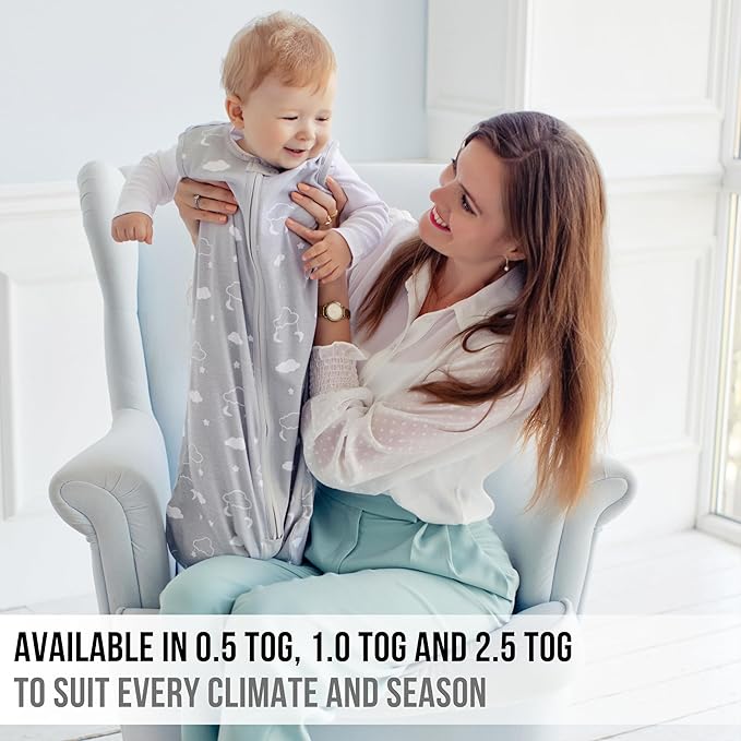 Baby Sleep Sack 1.0 TOG, Organic Cotton Baby Wearable Blanket with Two-Way Zipper, Swaddle Transition Baby Sleeping Bag, All-Season Sleep Sack for Newborn Infant Toddler Boy Girl, 2-Pack, 0-6 Month