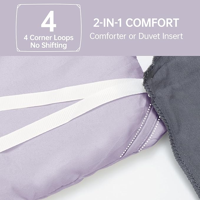 MUXHOMO King Size Comforter Set, All Season Ultra Soft Down Alternative Bedding - 3 Piece Lightweight Bed Set Includes 1 Comforter (104"x90") and 2 Pillow Shams (20"x36"), Lavender