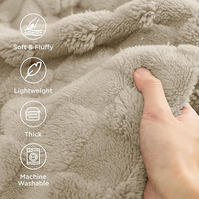 Bedsure GentleSoft Twin Blanket for Bed - Super Soft Cozy Blankets for Women Men Girls, Cute Fuzzy Fleece Throws for Bedroom Couch, Neutral, 60x80 Inches