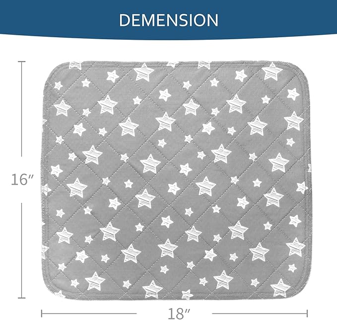 Waterproof Bed Pads Washable, Absorbent Chuck Pads Non Slip for Incontinence, Washable Pee Pads for Dogs, Waterproof Mattress Protector for Seniors, Bedwetting Kids, Hospitals, Pets, 18"x16" 2 Pack