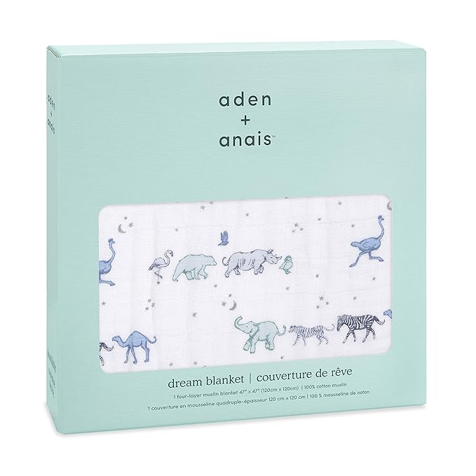 aden + anais 100% Cotton Muslin Baby Blanket Crib Bedding for Newborn Baby and Toddler, Nursery Blanket for Boys and Girls, Baby Registry and Shower Gift - Rising Star