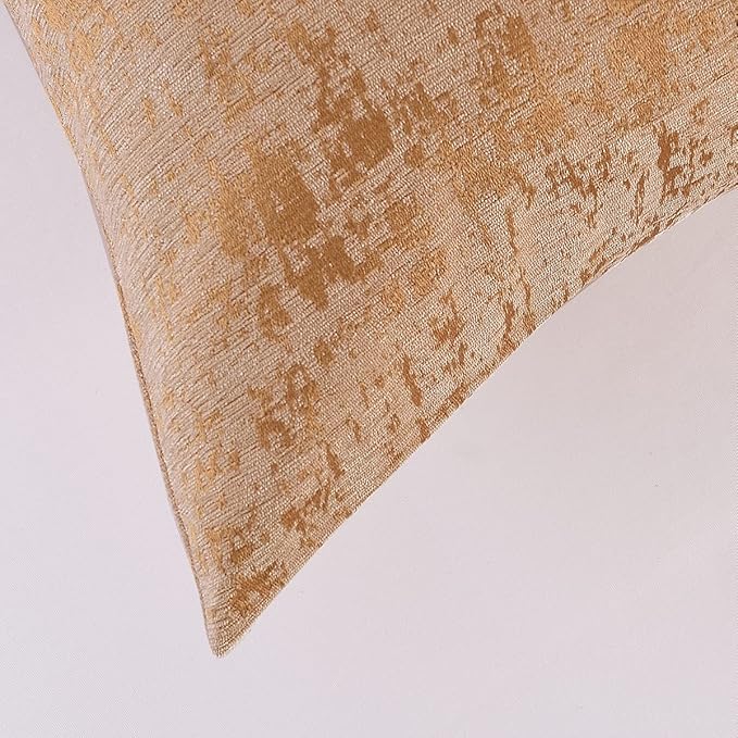 AMBERIS 2 Pillowcases (45×45cm)(Without Insert) Gold, Chenille Soft No Fading Modern 2 Pillowcases (Without Insert)