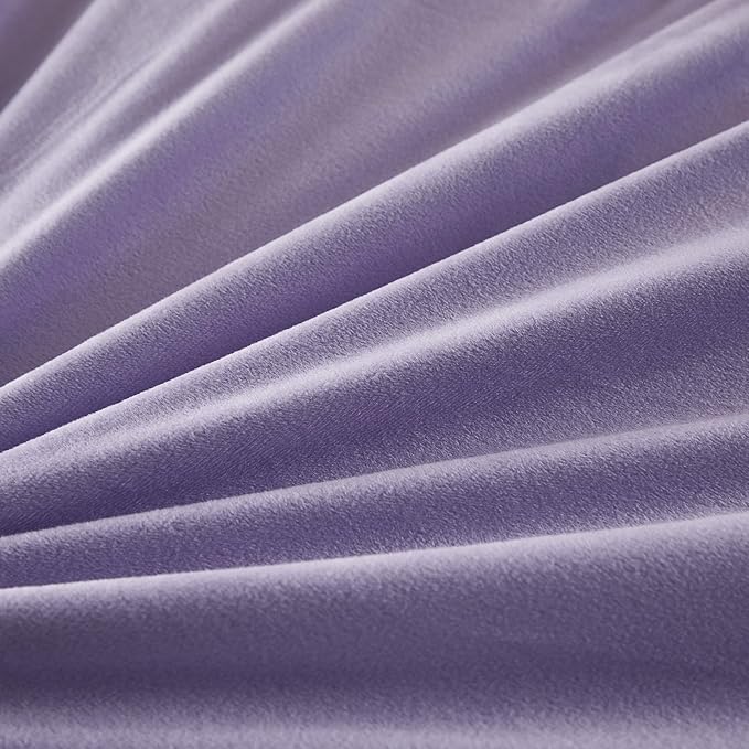 Uhamho Faux Fur Velvet Fluffy Bedding Duvet Cover Set Down Comforter Quilt Cover with Pillow Sham, Ultra Soft Warm (Lilac, Twin)