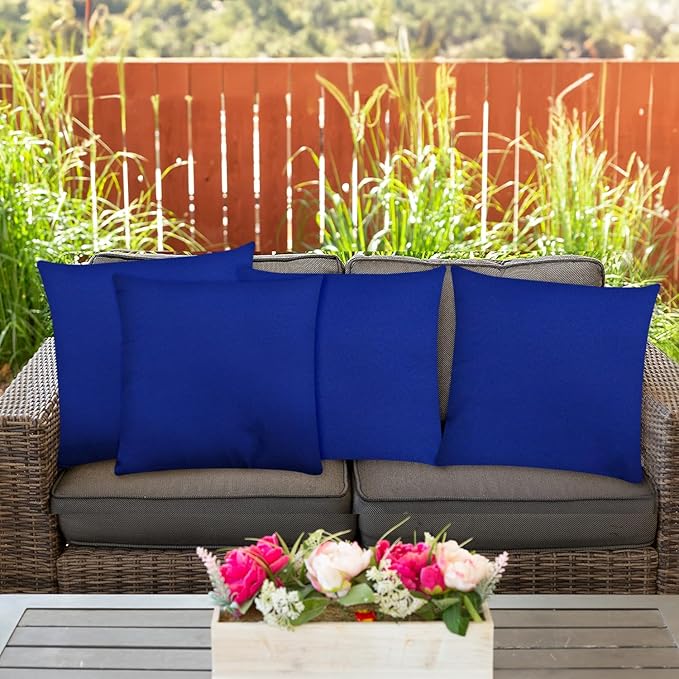 Covers & All Premium Square Throw Pillow Inserts with Covers Set of 4, 20 x 20 Inches Blue, Decorative Cushions for Couch Sofa Home Decor Office Travel UV Resistant Waterproof Soft Cushions Pillows
