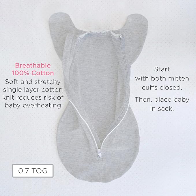 SwaddleDesigns Transitional Swaddle Sack, Arms Up Half-Length Sleeves & Mitten Cuffs, Swaddle for Newborn Transition to Baby Sleep Sack Wearable Blanket, Med, 3-6 month, 14-21 lb, Pink Tiny Triangles