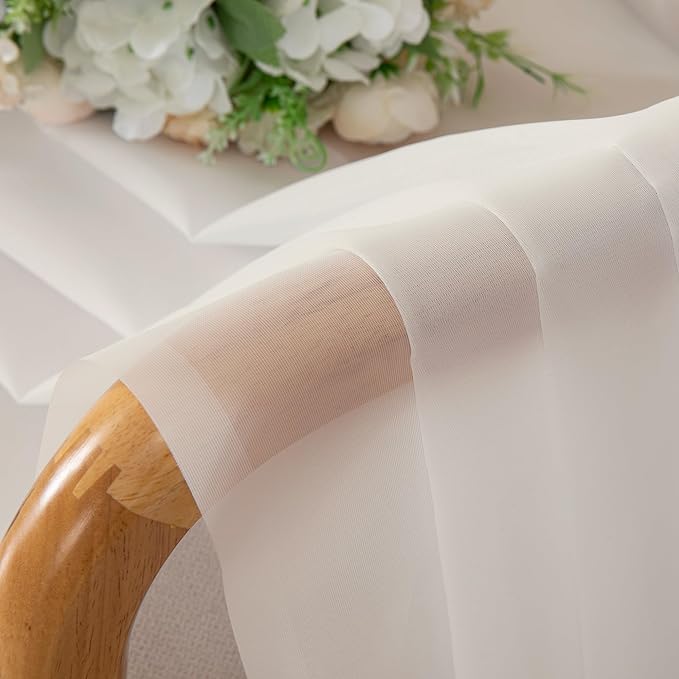Chyhomenyc Ivory Sheer Curtains 84 Inches Long, Light Filtering Solid Color Window Sheers Curtain Panels, Elegant Curtains Drapes for Living Room Bedroom, 2 Panels (Ivory, 42" W x 84" L)