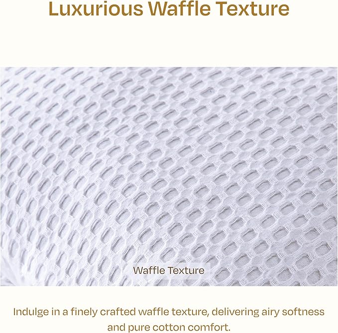 California Design Den Queen Size Duvet Cover Set, 100% Cotton 3 Piece Cover & Sham Set, Soft Textured White Duvet Cover 92" x 90" to Fit Queen Size Duvet (Waffle, Queen)