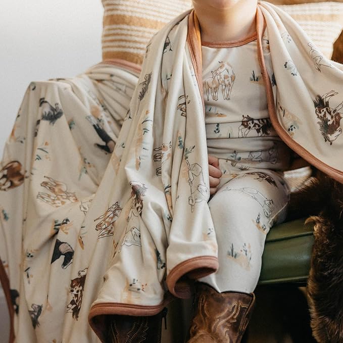 Large Premium Knit Baby 3 Layer Stretchy Quilt Blanket "Montana" by Copper Pearl