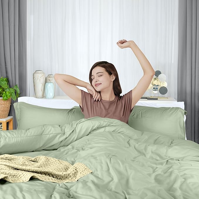Utopia Bedding Duvet Cover Full Size - 3 Piece with Zipper Closure - 1 Comforter Cover 80X90 Inches & 2 Pillow Shams 20X26 Inches (Sage) Comforter Not Included