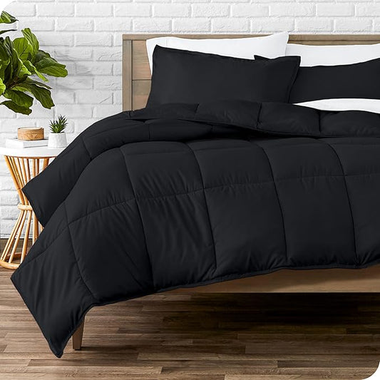 Bare Home Comforter Set - Full Size - Ultra-Soft - Goose Down Alternative - Premium 1800 Series - All Season Warmth (Full, Black)