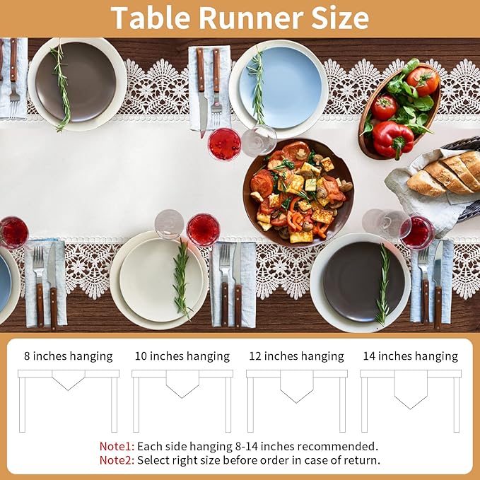 Elegant Vintage White Table Runner 72 inches Long with Exquisite Macrame and Embroidered Floral Pattern Perfect as a Dresser Scarf (14X72'')