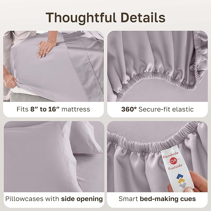 California Design Den - Luxury Full Size Sheet Set - 100% Cotton, 600 Thread Count Deep Pocket Full Size Bed Sheets, Hotel-Quality Cooling Sheets with Sateen Weave - Lavender