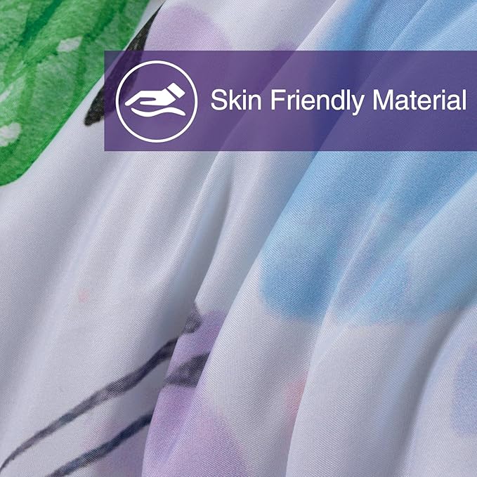 A Nice Night 6pcs Bed in A Bag Watercolor Ink Wash Tie-Dye Butterfly Flying Printed, Butterflies Bedding Comforter Set, Purple Green Full