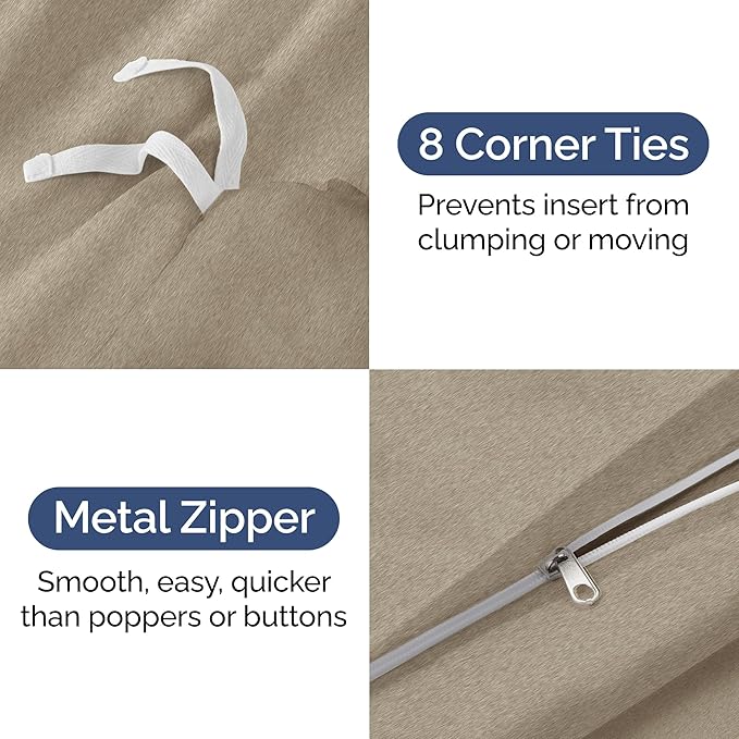 Duvet Cover Cal King Size - Extra Soft Cal King Size Duvet Cover - Breathable, Easy Care and Fade Free with Zipper Closures & Ties - 104" x 98" Inches - (Heathered Beige) Comforter Not Included