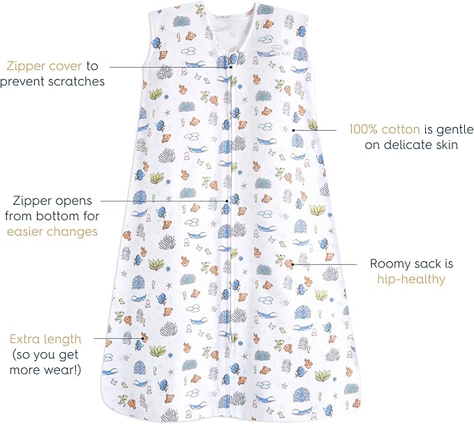 HALO Sleepsack, 100% Cotton Wearable Blanket, Swaddle Transition Sleeping Bag, TOG 0.5