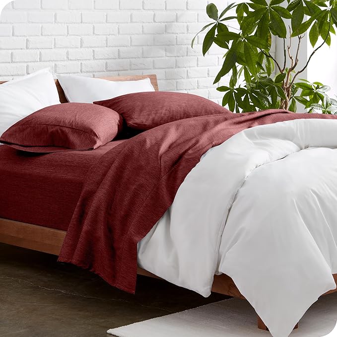 Bare Home Split Head Flex King Sheet Set - 1800 Ultra-Soft Microfiber Sheets - Double Brushed - Deep Pockets - Easy Fit - 4 Piece Set - FlexTop Bed Sheets (Split Head Flex King, Heathered Rose)