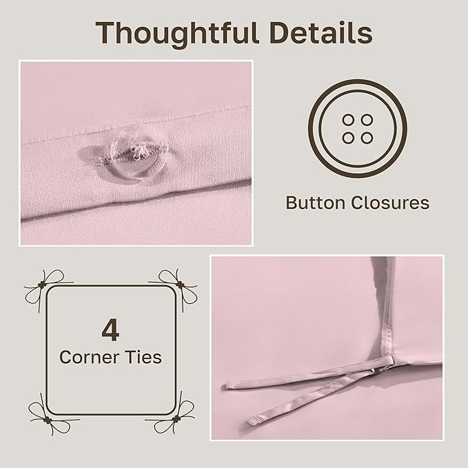 California Design Den King Duvet Cover Only - Premium 400 Thread Count, Natural 100% Cotton Comforter Cover King Size, Soft Sateen Weave, Button Closure and Corner Ties - Pink
