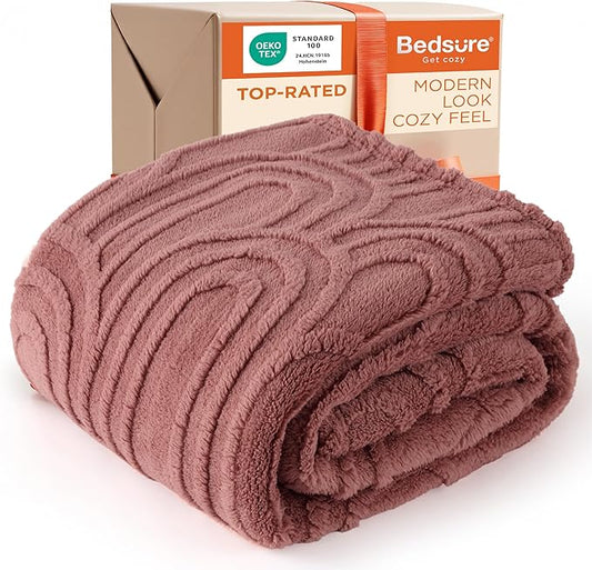 Bedsure GentleSoft Pink Throw Blankets for Women - Super Soft Cozy Fleece Christmas Throw Blankets for Women Girls, Pink Christmas Decor Gifts for Home, Room, Office, Dusty Rose, 50x60 Inche