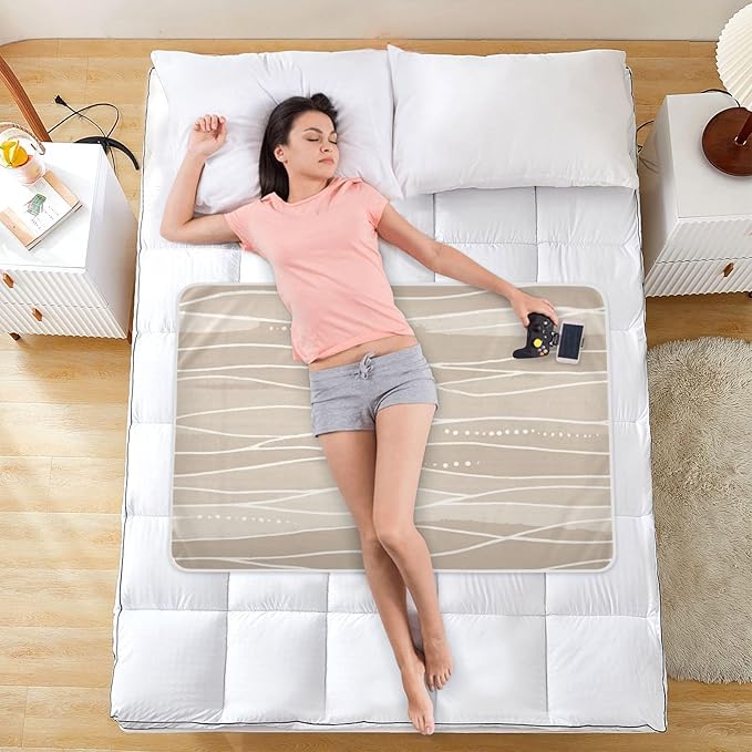 Waterproof Bed Pad Reusable Changing Pad Toddler Mattress Protector Large Pee Pad Baby Diaper Pad Soft Washable Liner Light Brown Boho Wave