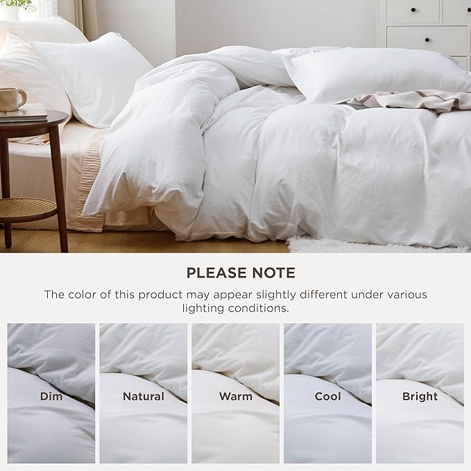 Bedsure Oversized King Duvet Cover Only - Prewashed Cotton-Like Polyester Extra Soft All Season Bedding, Includes 1 Duvet Cover 120x98 Inches with Zipper Closure, White, Comforter Not Included