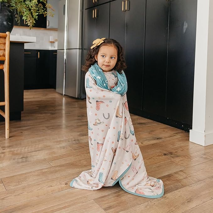 Large Premium Knit Baby 3 Layer Stretchy Quilt Blanket "Cheyenne" by Copper Pearl