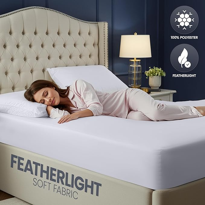 Utopia Bedding Waterproof 5-Sided Mattress Protector California King Size, Premium Breathable Mattress Cover, Fitted Style with Stretchable Pockets (White)