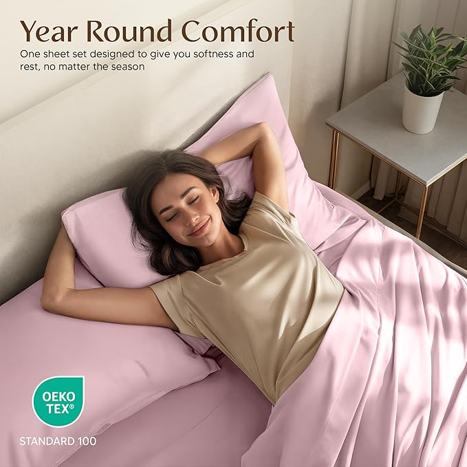 Utopia Bedding Queen Size Sheet Set – 4 Piece Bed Sheets, Soft and Breathable Microfiber, Includes 1 Fitted Sheet, 1 Flat Sheet and 2 Pillowcases – Oeko Tex (Crystal Pink)