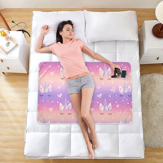 Waterproof Bed Pad Reusable Changing Pad Toddler Mattress Protector Large Pee Pad Baby Diaper Pad Soft Washable Liner Rainbow Gradient Shiny Unicorn Horn Lashes Hearts
