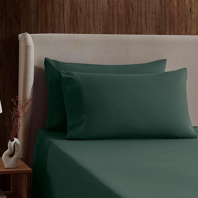 Nestl Twin Sheet Set - 1800 Ultra-Soft Microfiber Twin Bed Sheets - Double Brushed - Deep Pockets - Easy Fit - Extra Soft - 3 Piece Set - Bedding Sheets & Pillowcases (Twin, Forest Green)