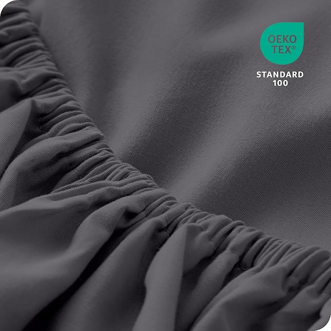 Bare Home 2-Pack Fitted Bottom Sheets Short Queen - Premium 1800 Ultra-Soft Wrinkle Resistant Microfiber - Deep Pocket (Short Queen, Forged Iron Grey)