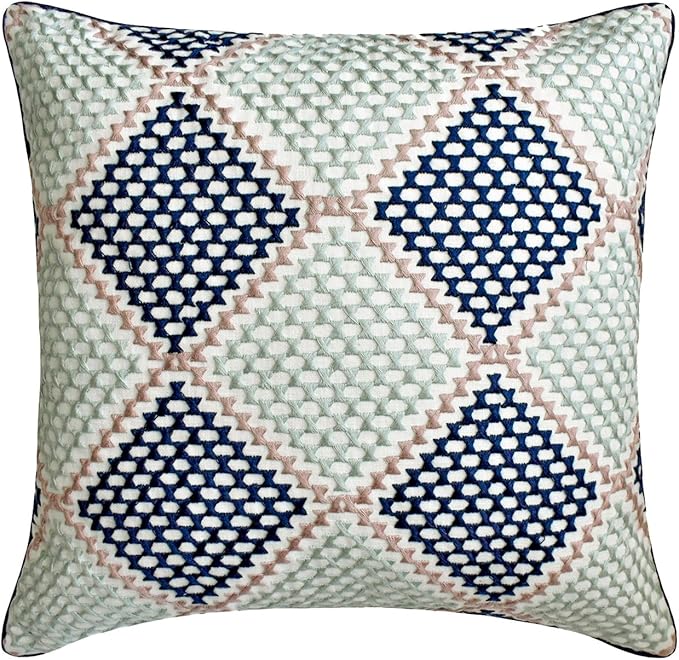 The HomeCentric King/Queen/Twin Blue Decorative Bed Runner King 90"x18" Bed Runner Without Pillow Cover, Embroidered Bed Scarf on Embroidered Fabric - Pointillism