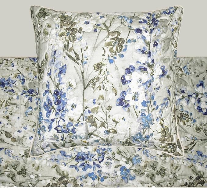 The HomeCentric King/Queen/Twin Blue Decorative Bed Runner King 90"x18" Bed Runner Without Pillow Cover, Quilted Bed Scarf on Cotton Fabric - Garden Grace