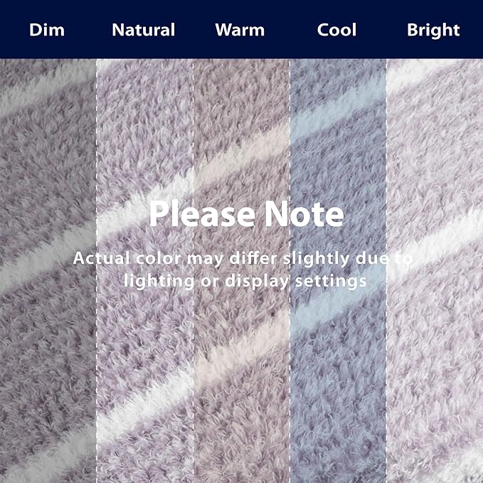DEZ FURNISHINGS Oversized Cozy Knit Look Cloud-Soft Plush Printed Fleece Throw Blanket, Lightweight & Breathable, Queen (90" x 90"), Gray Purple Stripe
