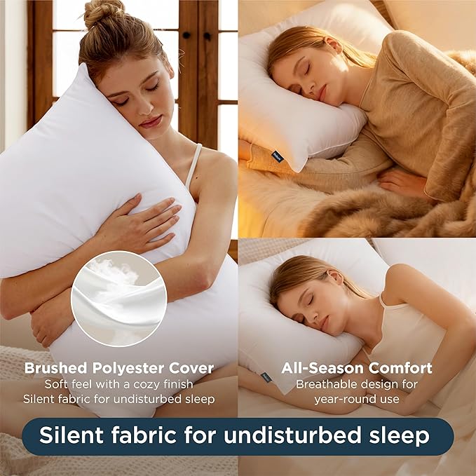 Bedsure Medium Firm Bed Pillows for Sleeping Standard Size, Set of 4, Standard Pillows 4 Pack Hotel Quality Premium Down Alternative for Medium Supportive Filling for Side, Back Sleepers