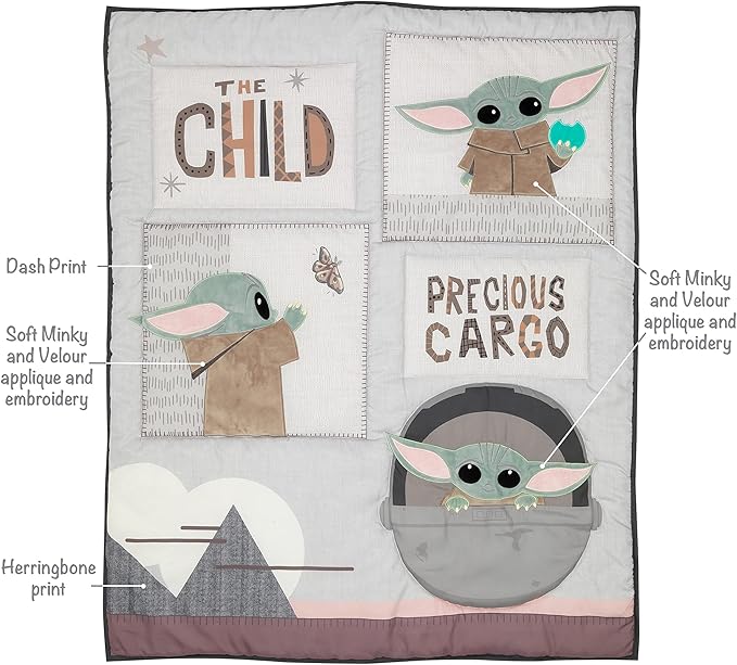 Lambs & Ivy Star Wars The Child Baby Yoda Nursery 3-Piece Baby Crib Bedding Set