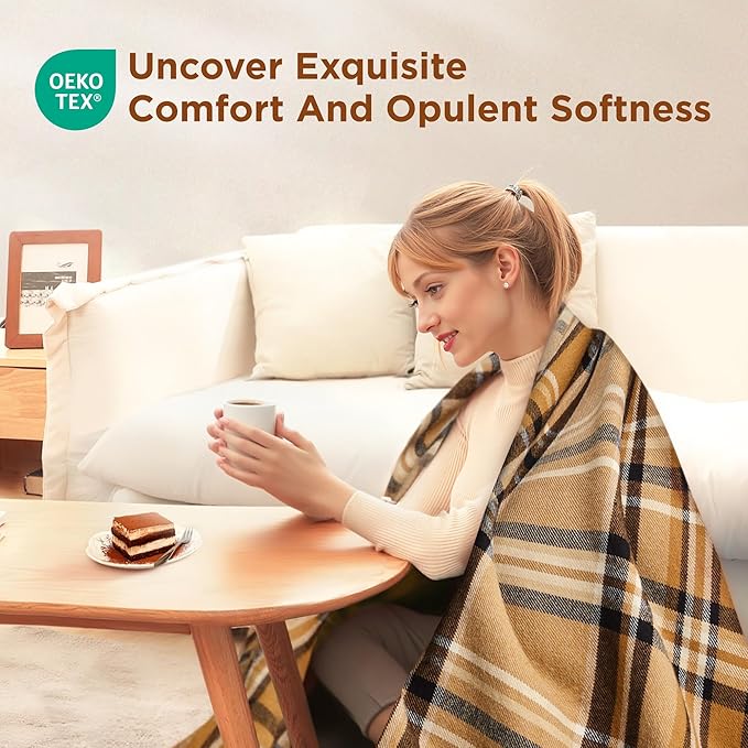 Sophia & William Throw Blanket for Couch Sofa(60x80 Inches) - Reversible Fluffy Soft Blanket, Gifts for Women, Yellow