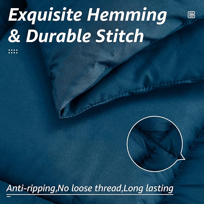 HYLEORY All Season Full Size Bed Comforter - Cooling Down Alternative Quilted Duvet Insert with Corner Tabs - Winter Warm - Machine Washable - Teal