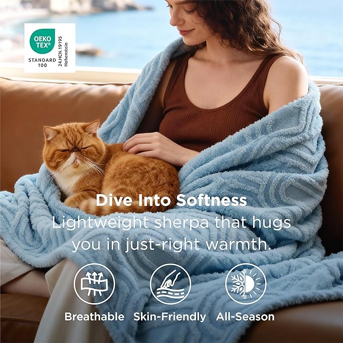 Bedsure GentleSoft Blue Throw Blanket for Women - Super Soft & Cozy, Fleece Blankets for Girls, Ideal for Couch & Bed, 50x70 Inches