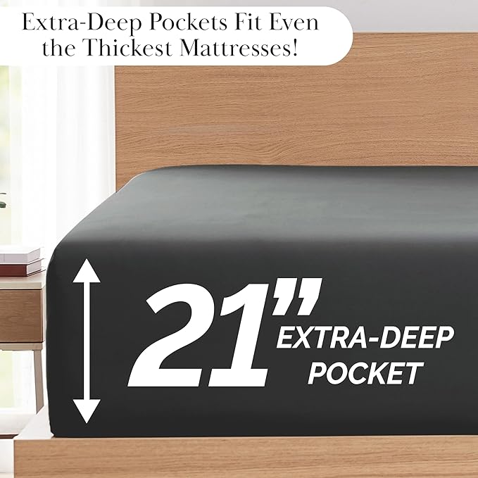 Southshore Fine Living, Inc. Deep Pocket Twin Sheet Set with 21" Deep Twin Fitted Sheet with 1 Pillow Case Standard Size | Hotel Luxury Quality | Fade Resistant, Microfiber Sheets | Slate