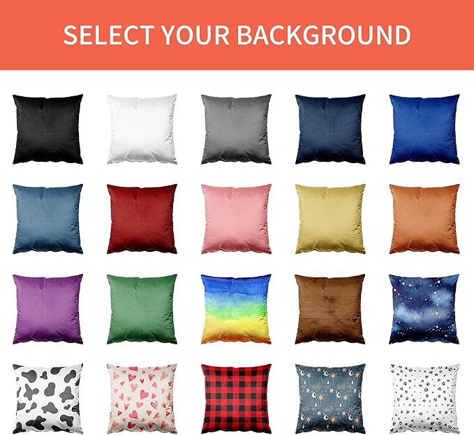 Easycosy Custom Velvet Pillow Cover, 24"x24", Personalized Photo & Text, Two-Sides, Multicolor, Modern, Love, Holiday, Home Office, Living Room, Customizable, Machine Wash