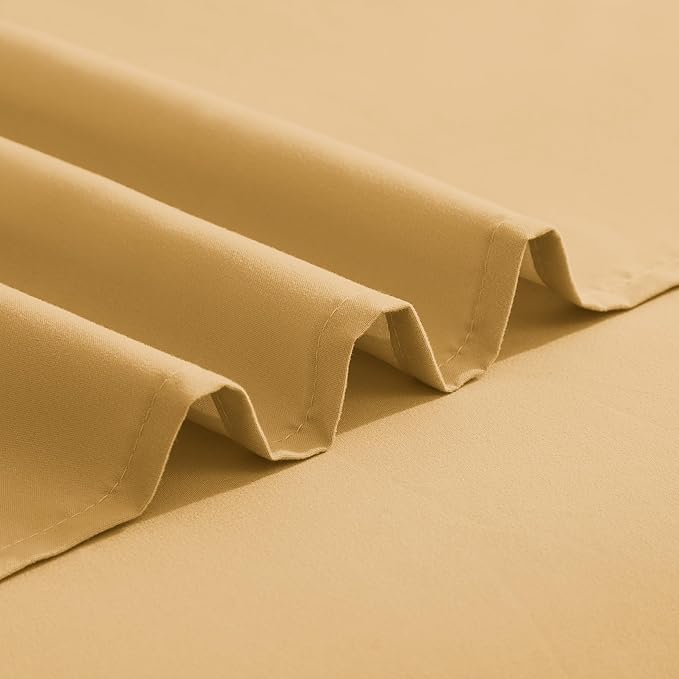Elegant Comfort Luxurious 1500 Premium Hotel Quality Microfiber Three Line Embroidered Softest 4-Piece Bed Sheet Set, Wrinkle and Fade Resistant, Queen, Camel-Gold