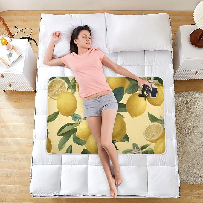 Waterproof Bed Pad Reusable Changing Pad Toddler Mattress Protector Large Pee Pad Baby Diaper Pad Soft Washable Liner Yellow Vivid Lemon and Flowers
